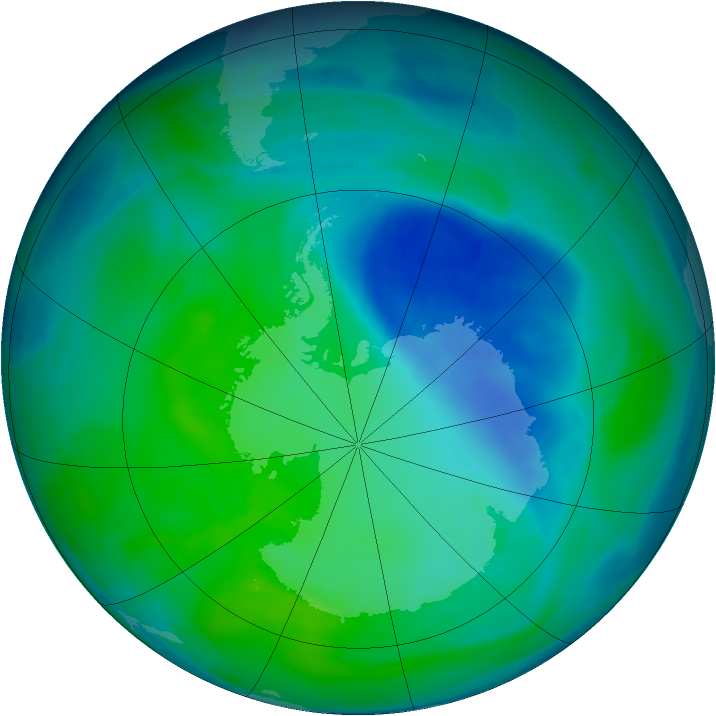 Antarctic ozone map for 15 December 2006